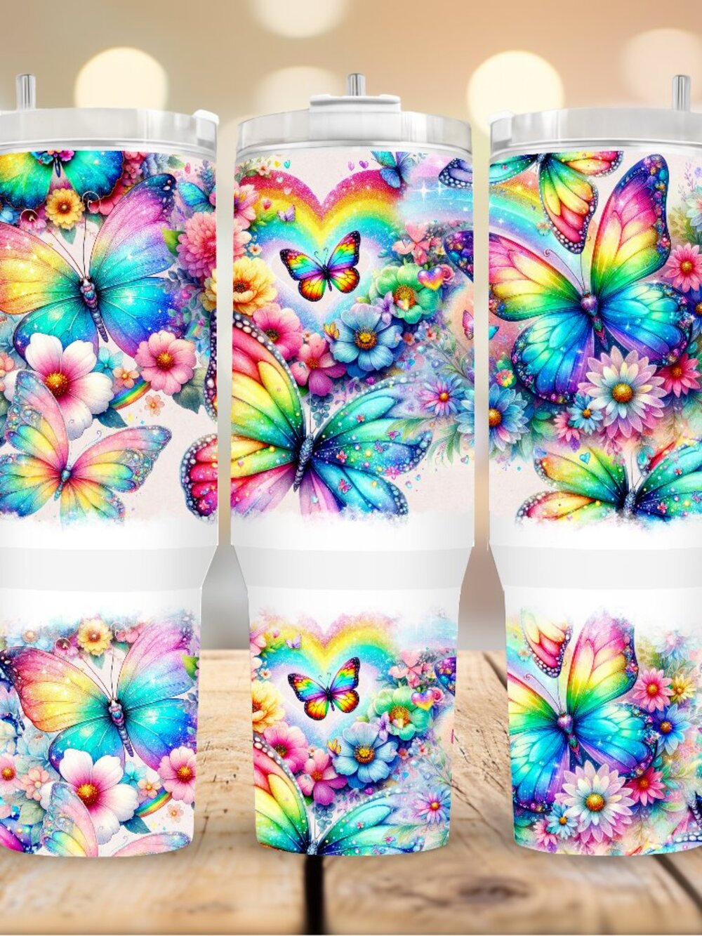 Colorful Butterflies Tumbler, Coffee Mug, Gift Idea